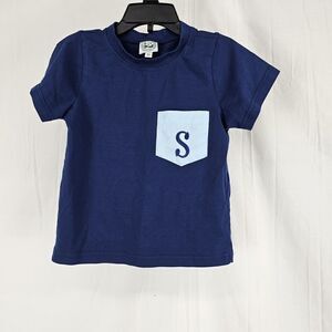 Classic Southern Smocks Navy Blue Pocket Tee "S" Monogram Size 3T
